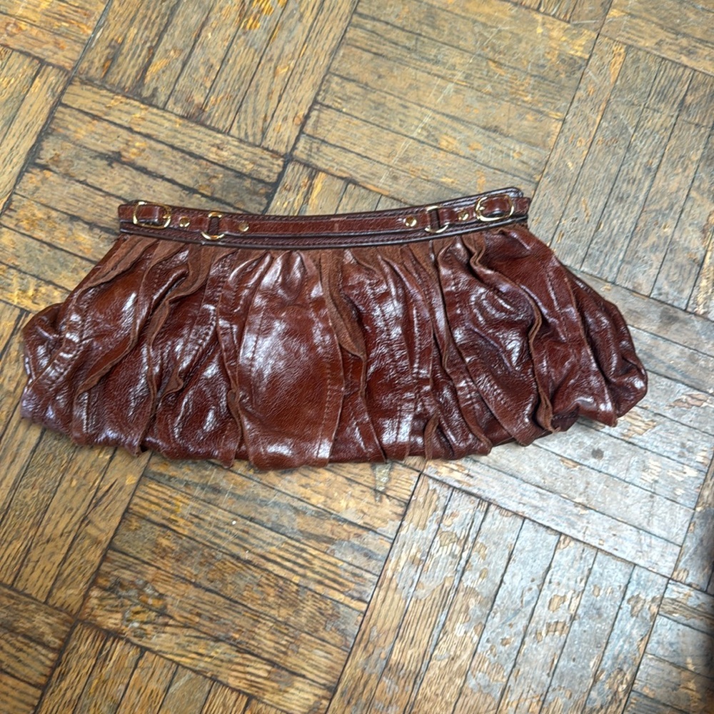 BEBE Brown Leather Clutch
